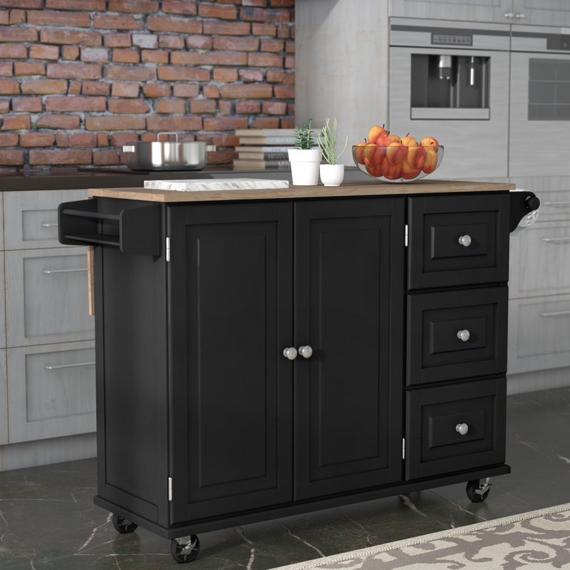 Andover Mills Kuhnhenn Kitchen Cart with Wood Top & Reviews Wayfair